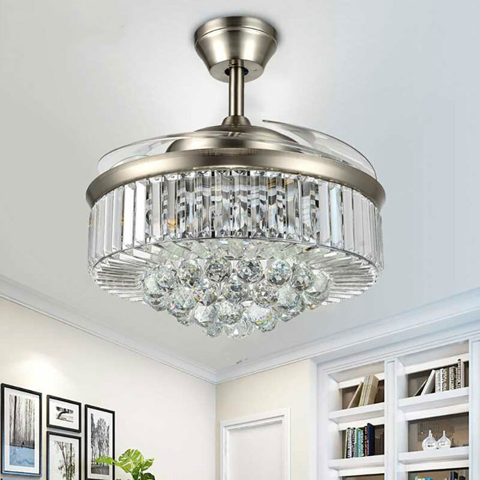 House of Hampton® 36 Inch Invisible Crystal Chandelier Fan With Remote